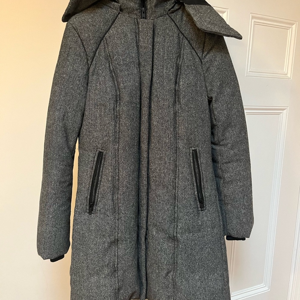 Soia & Kyo Charcoal Wool Blend Feather Down Jacket
